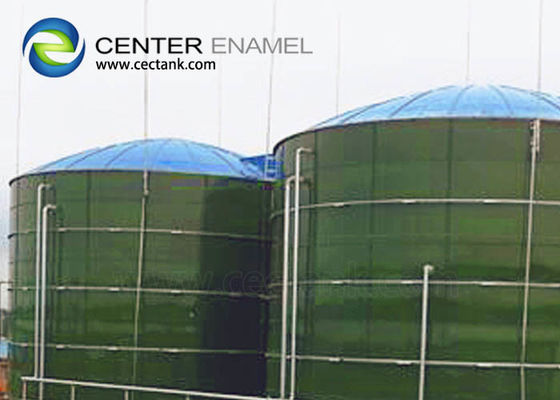 Réservoir de stockage de biogaz en verre fusionné à l'acier boulonné vert foncé