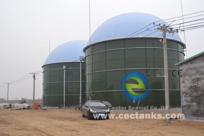 Réservoir septique / réservoir de stockage de biogaz en émail avec toit à double membrane 6.0Mohs 0