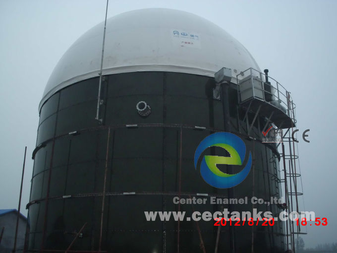 Réservoir septique / réservoir de stockage de biogaz en émail avec toit à double membrane 6.0Mohs 1
