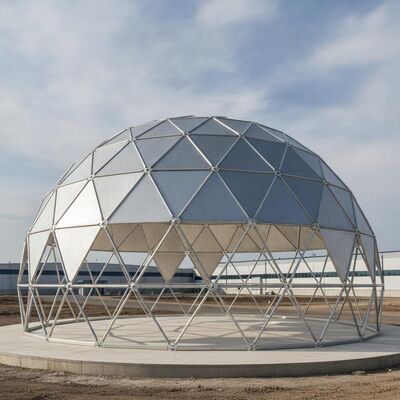 Toit en aluminium géodésique avec une résistance élevée à la corrosion, une installation rapide sur le terrain et une conception claire de la portée
