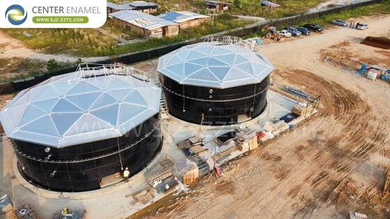 Solutions de biogaz durables : réservoirs GFS + toit à double membrane pour les eaux usées d'abattoirs en Inde